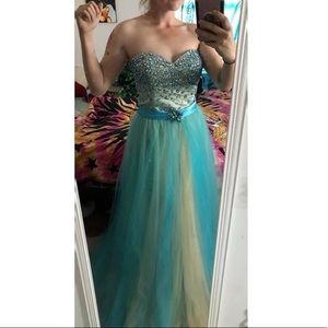 Rhinestone Formal Dress w/ Detachable Skirt